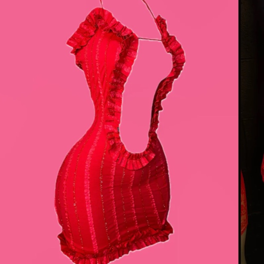 Elegant Red Ruffle Dress
